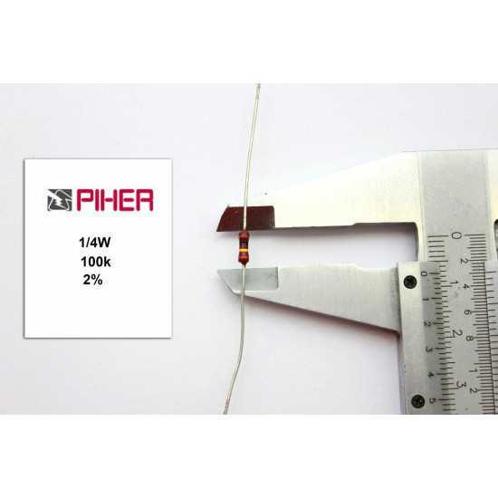 VINTAGE PIHER RESISTOR. 1/4W 100K 2% *3 PC* NOS 1970´S (New Old Stock) C96