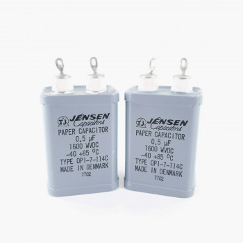 2 X 0.5uF 1600V JENSEN PAPER CAPACITOR. OPI-7-114C. 55X40X30MM. 51 CP & CV   ENA