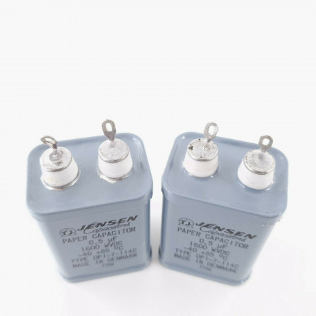 2 X 0.5uF 1600V JENSEN PAPER CAPACITOR. OPI-7-114C. 55X40X30MM. 51 CP & CV   ENA