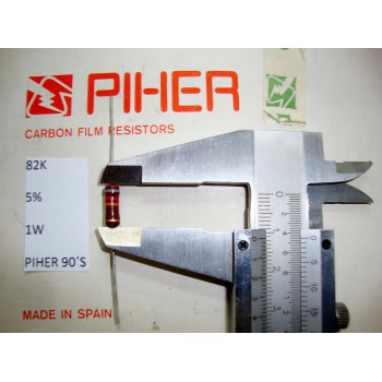 VINTAGE PIHER RESISTOR. 1W 82K 5% *1 PC* NEW ORIGINAL 1990´S+