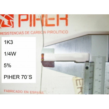 VINTAGE PIHER RESISTOR. 1/4W 1K3 5% *4 PC* NEW ORIGINAL 1970´S+