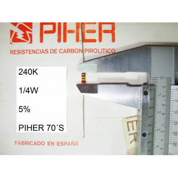 VINTAGE PIHER RESISTOR. 1/4W 240K 5% *4 PC* NEW ORIGINAL 1970´S+