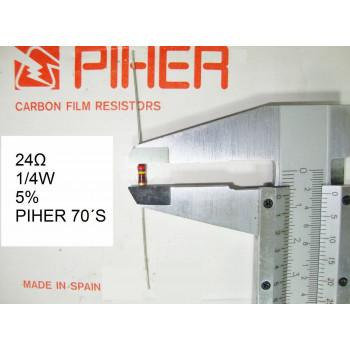 VINTAGE PIHER RESISTOR. 1/4W 24R 24Ohm 5% *4 PC* NEW ORIGINAL 1970´S+