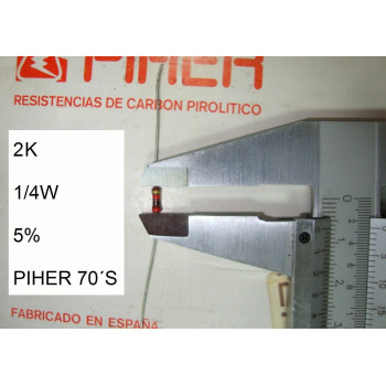 VINTAGE PIHER RESISTOR. 1/4W 2K 5% *4 PC* NEW ORIGINAL 1970´S+