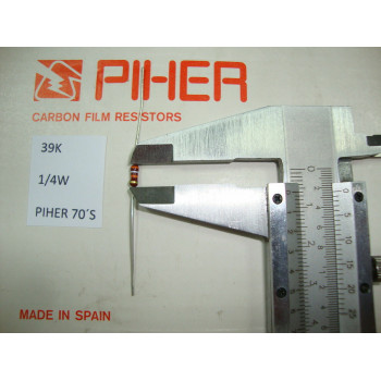 VINTAGE PIHER RESISTOR. 1/4W 39K 5% *4 PC* NEW ORIGINAL 1970´S. C84