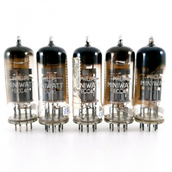 5 X ECC40 TUBE. PHILIPS-MINIWATT. CLOSED GETTER. 1950s. DP / LCR. CA  ENA 2