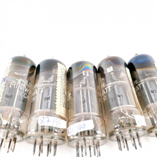 5 X ECC40 TUBE. PHILIPS-MINIWATT. CLOSED GETTER. 1950s. DP / LCR. CA  ENA