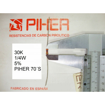 VINTAGE PIHER RESISTOR. 1/4W 30K 5% *4 PC* NEW ORIGINAL 1970´S