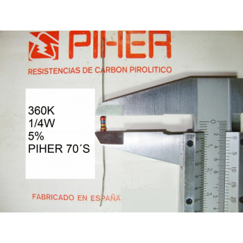 VINTAGE PIHER RESISTOR. 1/4W 360K 5% *4 PC* NEW ORIGINAL 1970´S+