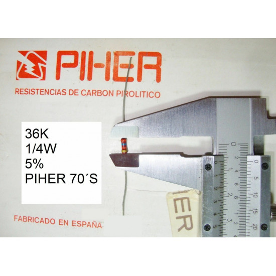 VINTAGE PIHER RESISTOR. 1/4W 36K 5% *4 PC* NEW ORIGINAL 1970´S