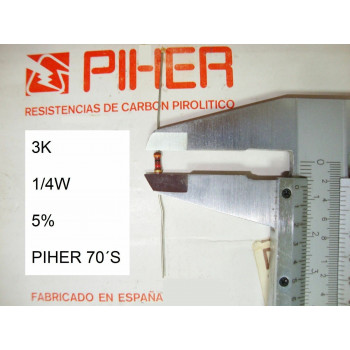 VINTAGE PIHER RESISTOR. 1/4W 3K 5% *4 PC* NEW ORIGINAL 1970´S+ C93