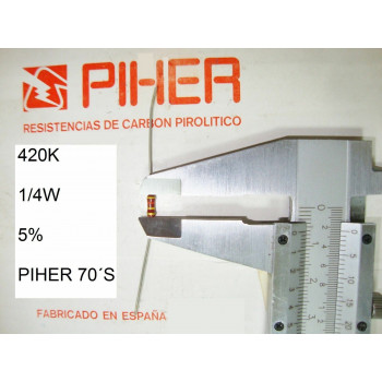 VINTAGE PIHER RESISTOR. 1/4W 420K 5% *4 PC* NEW ORIGINAL 1970´S+