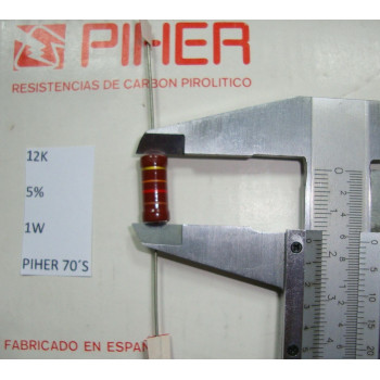 VINTAGE PIHER RESISTOR. 1W 12K 5% *1 PC* NEW ORIGINAL 1970´S C644
