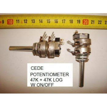 POTENCIOMETRO CARBON. CARBON POTENTIOMETER. CEDE 47K + 47K LOG C/I. P12