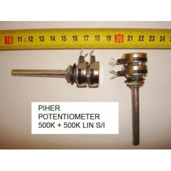 POTENCIOMETRO CARBON  POTENTIOMETER. PIHER 500K + 500K LIN S/I. P25/27