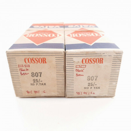 2 X 807 COSSOR TUBE. BLACK PLATES. DUAL GETTER. USA. NOS/NIB.  CV  ENA