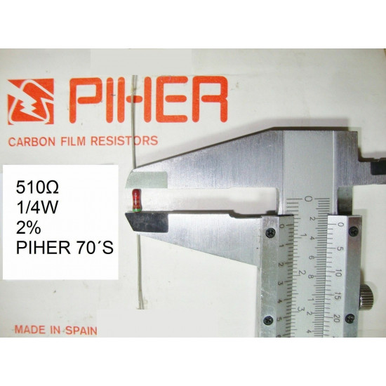 VINTAGE PIHER RESISTOR. 1/4W 510R 510Ohm 2% *3 PC* NEW ORIGINAL 1970´S+
