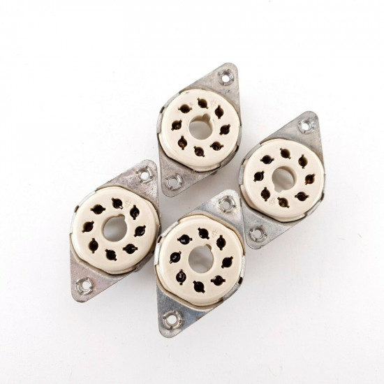 4 X HIGH QUALITY OCTAL CERAMIC TUBE SOCKET. US. MADE 1960´S PRODUCT, NOS CÑ  ENA