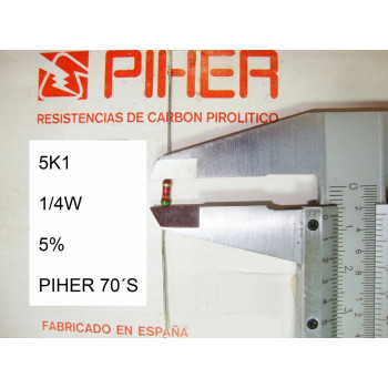 VINTAGE PIHER RESISTOR. 1/4W 5K1 5% *4 PC* NEW ORIGINAL 1970´S+ RC93