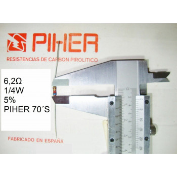 VINTAGE PIHER RESISTOR. 1/4W 6,2R 6,2OHM 5% *4 PC* NEW ORIGINAL 1970´S+