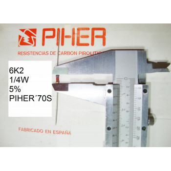 VINTAGE PIHER RESISTOR. 1/4W 6K2 5% *4 PC* NEW ORIGINAL 1970´S