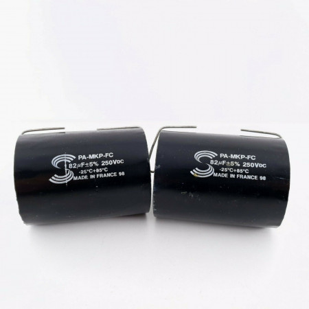 2 X 82uF 250V 5% SOLEN CAPACITOR. PA8200. AXIAL. 46X59MM. 5 CP  ENA