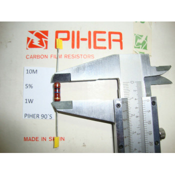 VINTAGE PIHER RESISTOR. 1W 10M 5% *1 PC* NEW ORIGINAL 1990´S+