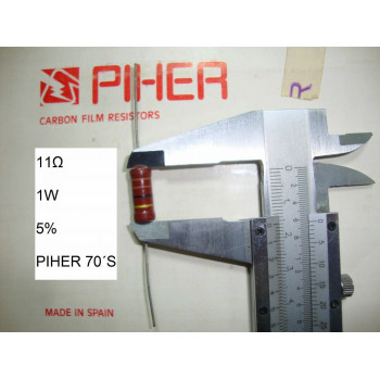 VINTAGE PIHER RESISTOR. 1W 11Ω 11Ohm 11R 5% *1 PC* NEW ORIGINAL 1970´S+