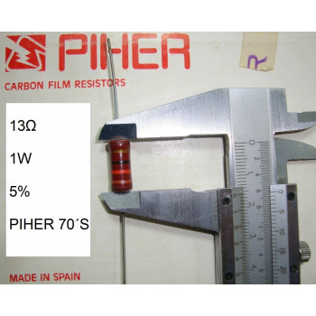 VINTAGE PIHER RESISTOR. 1W 13Ω 13Ohm 13R 5% *1 PC* NEW ORIGINAL 1970´S+