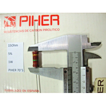 VINTAGE PIHER RESISTOR. 1W 15Ohm 15R 5% *1 PC* NEW ORIGINAL 1970´S+