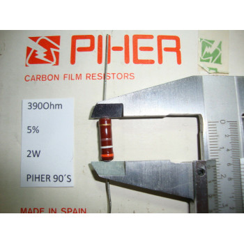 VINTAGE PIHER RESISTOR. 2W 390R 390 Ohm 5% *1 PC* NEW ORIGINAL 1990´S+