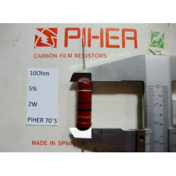 VINTAGE PIHER RESISTOR. 2W 10Ohm 10 R 5% *1 PC* NEW ORIGINAL 1970´S+