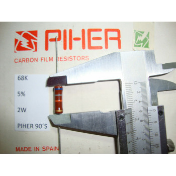 VINTAGE PIHER RESISTOR. 2W 68K 5% *1 PC* NEW ORIGINAL 1990´S+