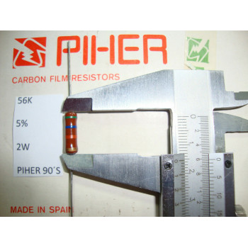VINTAGE PIHER RESISTOR. 2W 56K 5% *1 PC* NEW ORIGINAL 1990´S+ RC1048