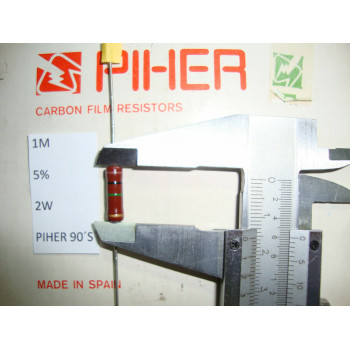 VINTAGE PIHER RESISTOR. 2W 1M 5% *1 PC* NEW ORIGINAL 1990´S+