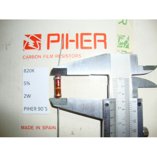 VINTAGE PIHER RESISTOR. 2W 820K 5% *1 PC* NEW ORIGINAL 1990´S+