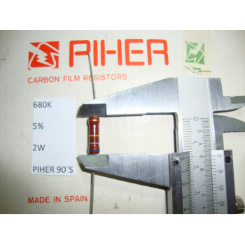 VINTAGE PIHER RESISTOR. 2W 680K. 5% *1 PC* NEW ORIGINAL 1990´S+