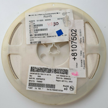 10 x 75K 1/4W 1% 100PPM SMD VISHAY RESISTOR. (R366) CA394U4800F230721