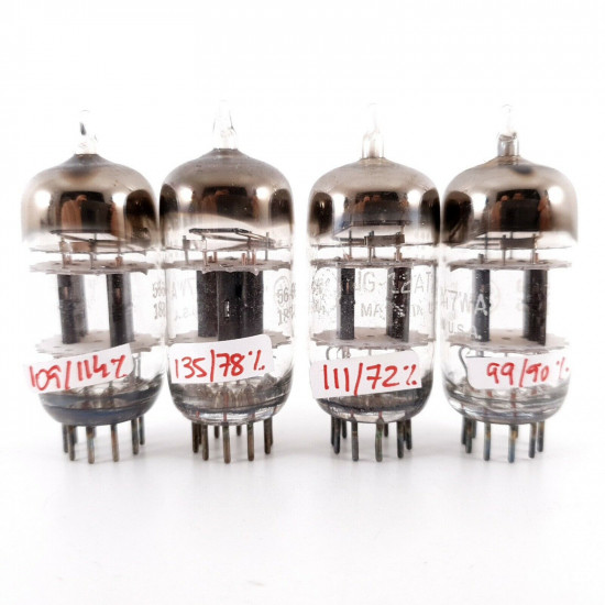 4 X 12AT7WA GE TUBE. 1950s PROD. BLACK PLATES. 3 MICAS. AH  ENA