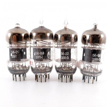 4 X 12AT7WA GE TUBE. 1950s PROD. BLACK PLATES. 3 MICAS. AH  ENA
