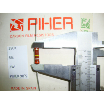 VINTAGE PIHER RESISTOR. 2W 390K 5% *1 PC* NEW ORIGINAL 1990´S+