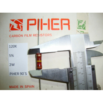 VINTAGE PIHER RESISTOR. 2W 120K 5% *1 PC* NEW ORIGINAL 1990´S+