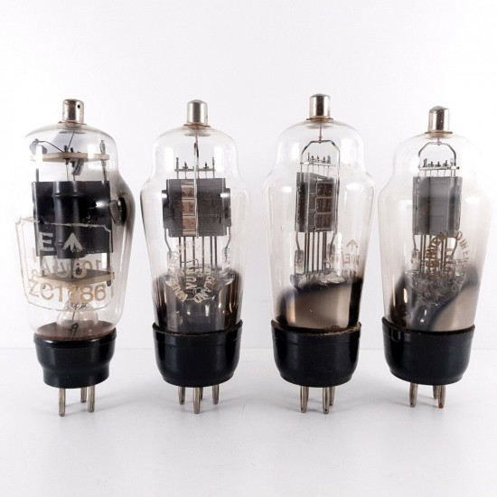 4 X VU111 / CV1111 / AU5 MARCONI-OSRAM TUBE. BLACK PLATES. NOS. AJ  ENA