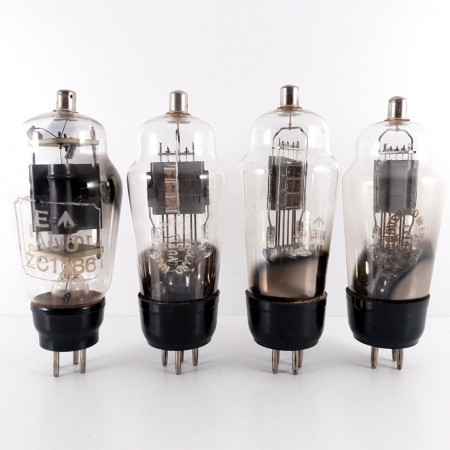 4 X VU111 / CV1111 / AU5 MARCONI-OSRAM TUBE. BLACK PLATES. NOS. AJ  ENA