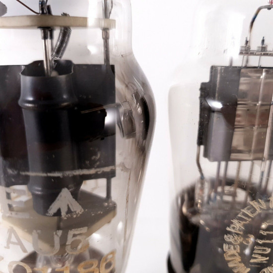 4 X VU111 / CV1111 / AU5 MARCONI-OSRAM TUBE. BLACK PLATES. NOS. AJ  ENA