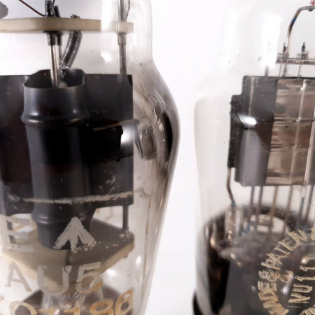 4 X VU111 / CV1111 / AU5 MARCONI-OSRAM TUBE. BLACK PLATES. NOS. AJ  ENA