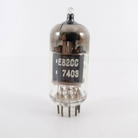 1 X E82CC TUBE. RTC BRAND. GREEN LOGO. LADDER PLATES. CO  ENA