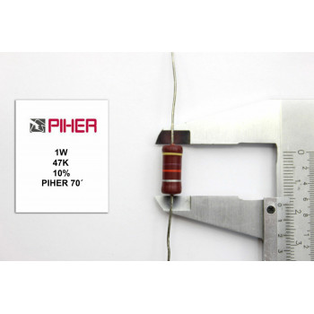 VINTAGE PIHER RESISTOR. 1W 47K 10% *1 PC* NEW ORIGINAL 1970´S+
