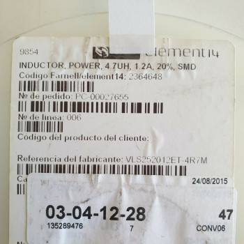 5 x 4.7uH 1.2A 20% SMD FARNELL ELEMENT14. CA389U50F240621