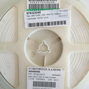 10 x 240K 1/4W 1% 100PPM SMD EUROTRONIX RESISTOR. CA389U5000F240621
